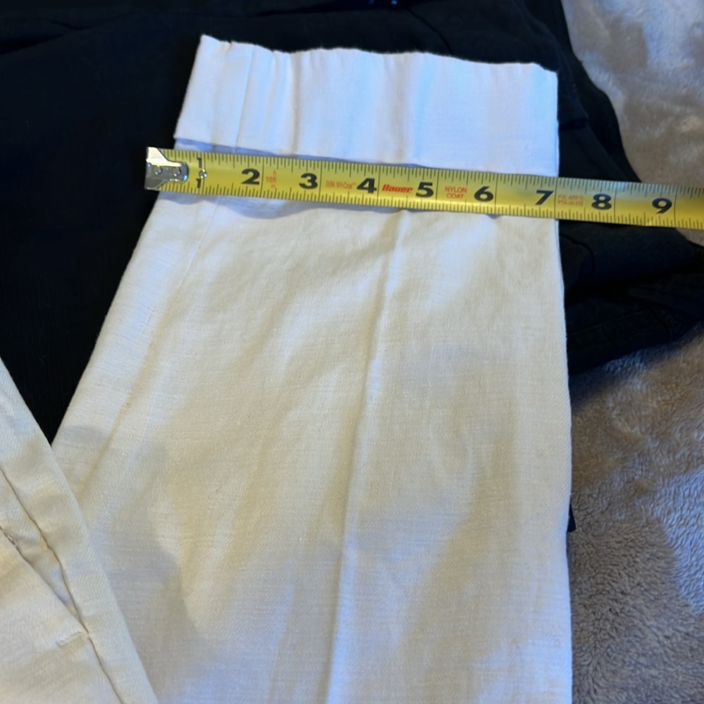 Ann Taylor linen cotton blend white cuffed pants - Picture 5 of 9
